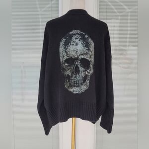 Hipchik Couture Chunky Knit Skull Cardigan Sweater